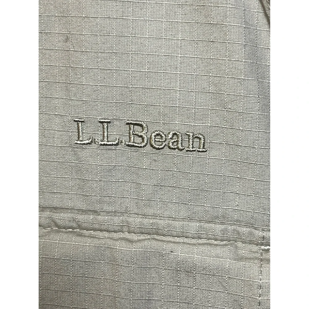 LL Bean Mens Small Khaki Ripstop Cotton Utility Fishing Safari Vest Beige - Picture 11 of 12